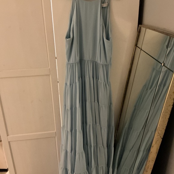 Mac Duggal Blue Ruffle Tiered A Line Gown - Picture 3 of 4